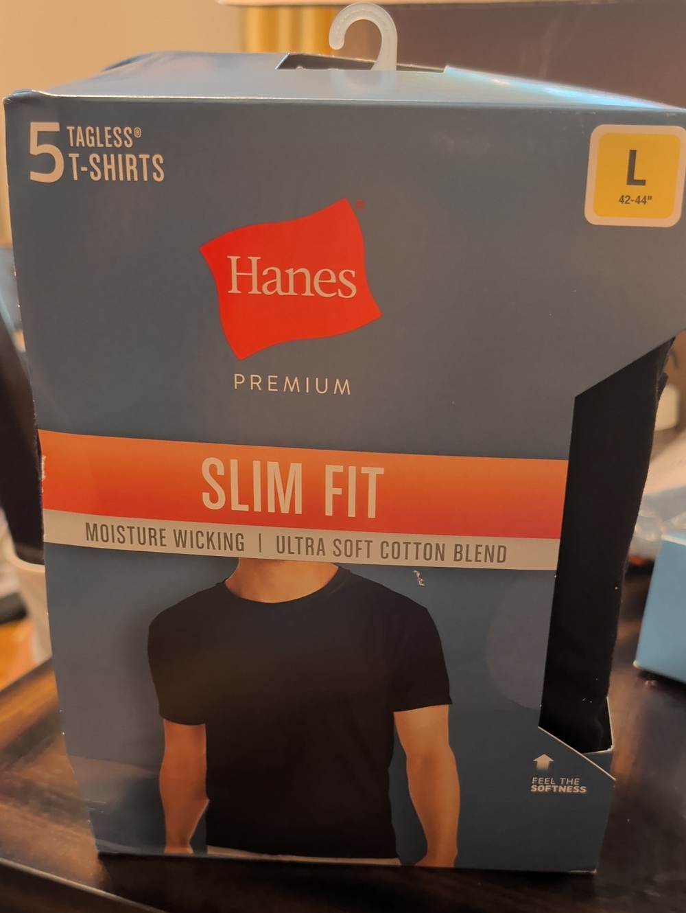 Hanes Premium Slim Fit Moisture Wicking Tagless T-Shirt Size Large 42-44 Black